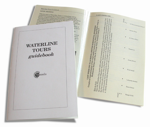 Arnold Schalks, 1998, Waterline Tours, guided tour and publication, Guidebook, basics to achieve horizontal awareness, level reading, freeze the melting, artist-in-residence project Communicating Vessels, Ron Rocco, Horace Twiford, Jewish Community Center, Nelson Bay, Sailor's Snug Harbor, Sea Level, North Carolina, Kill van Kull, Snug Harbor Cultural Center, Staten Island, New York